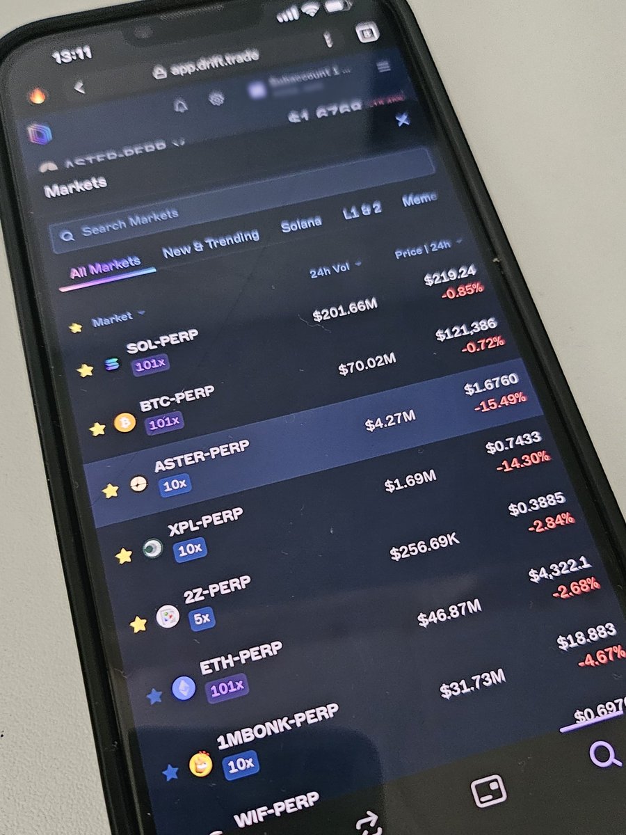 Kaleve_'s tweet image. No matter what the meta is, you can trade it on Drift.
By the way, you should try @DriftProtocol on mobile 😉