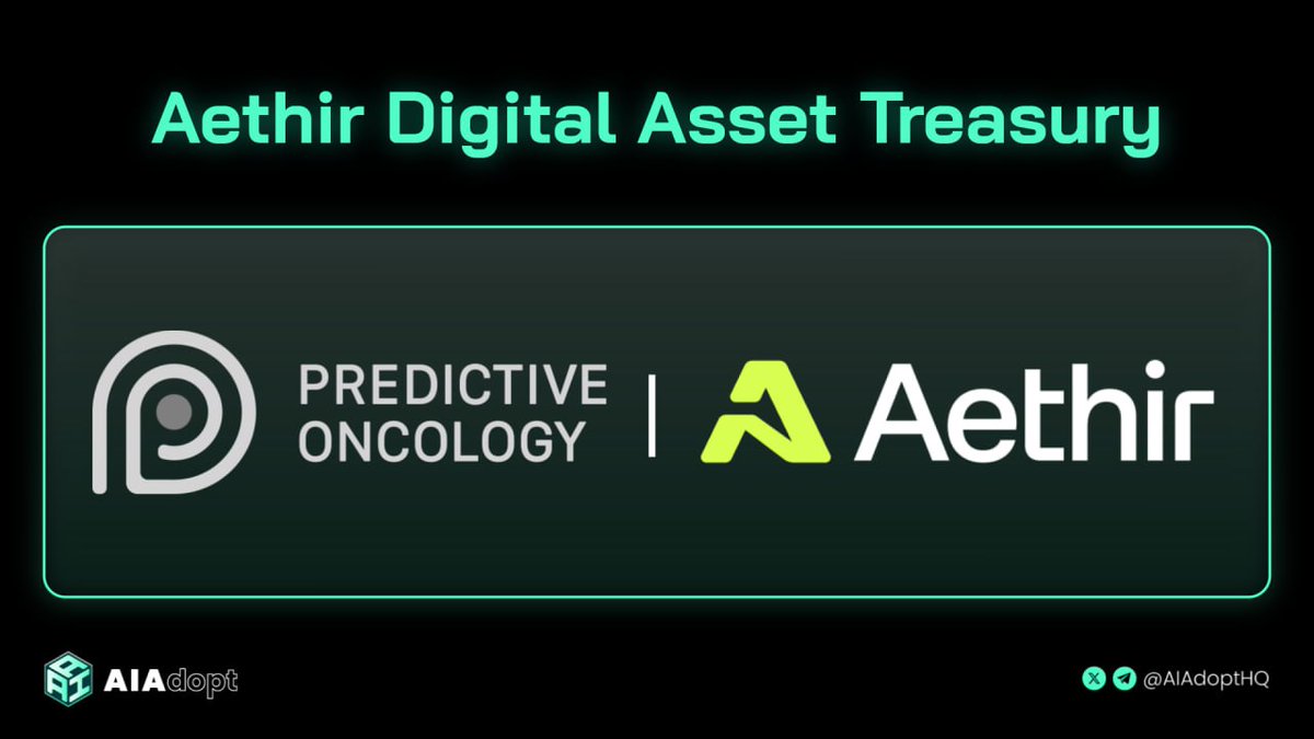 Predictive OncologyとAethirのロゴをフィーチャーしたAethir Digital Asset Treasuryの発表