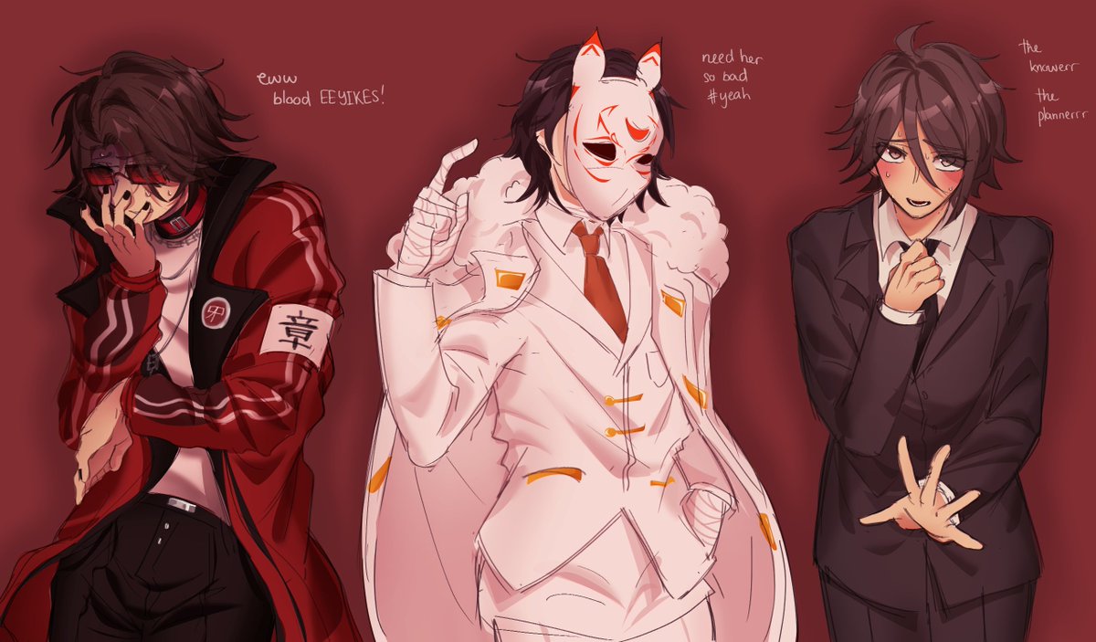 anzuka7's tweet photo. [#tetrotwt #tetropink : hiroaki, okazaki, hasegawa]

was prompted by oomfs to try drawing 'sprite poses' for tetro characters some weeks ago. so i tried it with my 3 faves! i think i like how hiroaki's turned out.
(i'm sorry okazaki i'm so ass at shading white clothes) https://t.co/OU5ve0e4X7
