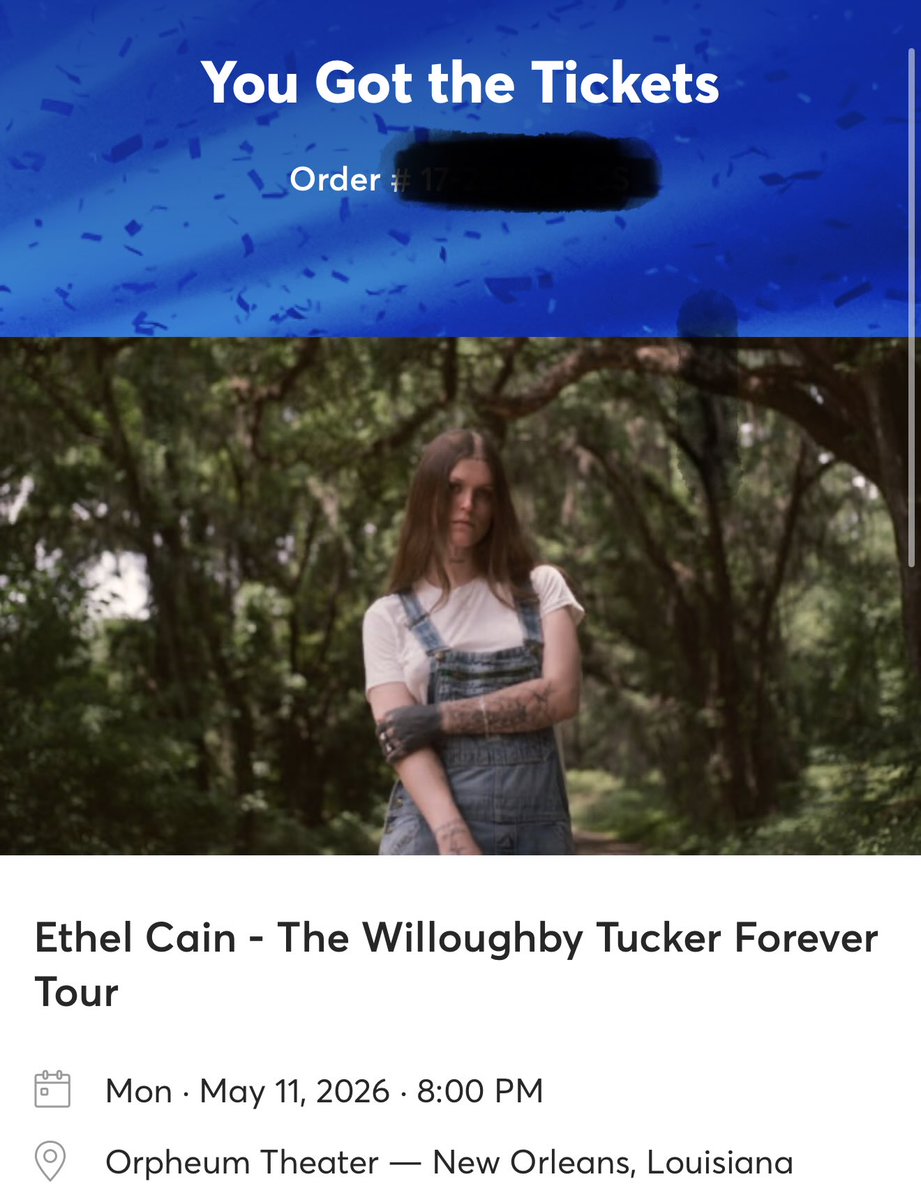 Not to brag or anything… 

I’m totally bragging. I get to go see Ethel Cain next May!!! 

*internal freakout*