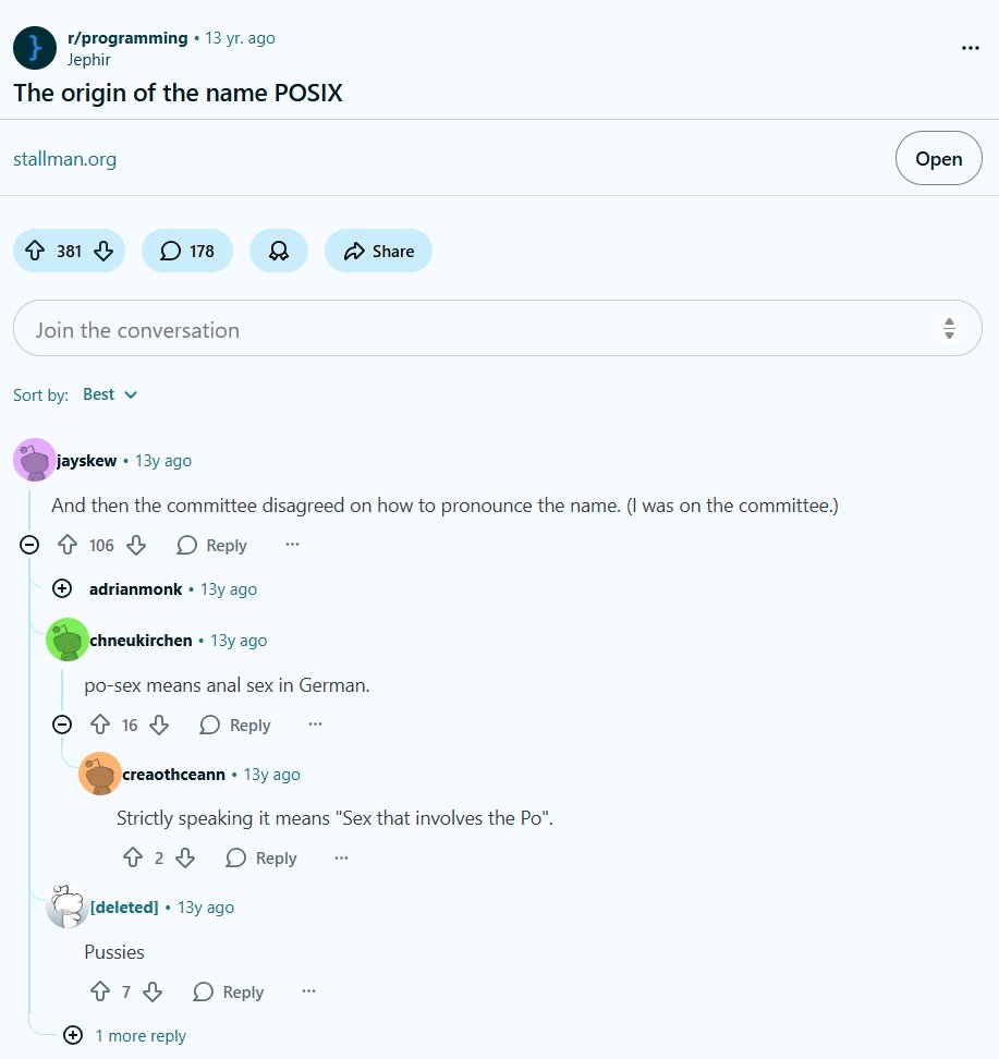 hmmbhaskar's tweet image. Reddit Things 🤷‍♂️. 

I was searching for what does X stands for in POSIX as wiki rights it just till Interface.