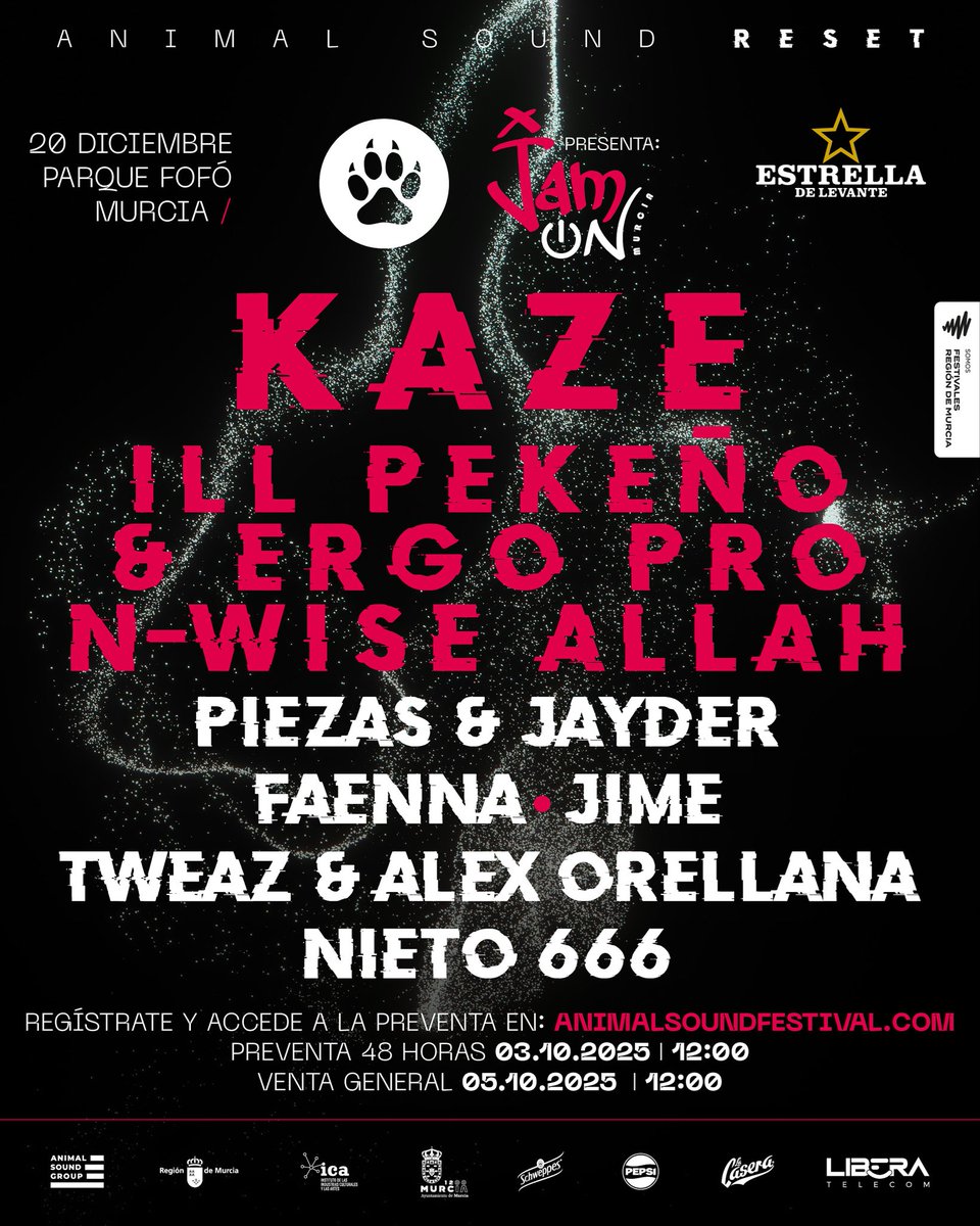 zurdoleftie (@zurdo) on Twitter photo En 72 días se estrena un nuevo festival: JAM ON MURCIA
Con las actuaciones de <a href="/kaze_cartagena/">K A Z E</a>, Ergo Pro <a href="/BOBBBY021/">DOLOREN€FECTIVO</a> & <a href="/Pekeuno1/">PEKEÑO, THE THIRD</a>, N-Wise Allah <a href="/MDEClick/">MDE Click</a>, <a href="/Piezas750/">PIEZAS</a> & <a href="/jayderpro/">Jayder</a>, Faenna <a href="/creoquejulia/">menudafaena</a>, Jime <a href="/anemijj/">jimmtonicc</a>, <a href="/tweaz_steelo/">T W E A Z 🎵</a> & Alex Orellana y <a href="/nieto666_/">Nieto666</a>
¿Quién se viene? 🫡 En 72 días se estrena un nuevo festival: JAM ON MURCIA
Con las actuaciones de <a href="/kaze_cartagena/">K A Z E</a>, Ergo Pro <a href="/BOBBBY021/">DOLOREN€FECTIVO</a> & <a href="/Pekeuno1/">PEKEÑO, THE THIRD</a>, N-Wise Allah <a href="/MDEClick/">MDE Click</a>, <a href="/Piezas750/">PIEZAS</a> & <a href="/jayderpro/">Jayder</a>, Faenna <a href="/creoquejulia/">menudafaena</a>, Jime <a href="/anemijj/">jimmtonicc</a>, <a href="/tweaz_steelo/">T W E A Z 🎵</a> & Alex Orellana y <a href="/nieto666_/">Nieto666</a>
¿Quién se viene? 🫡