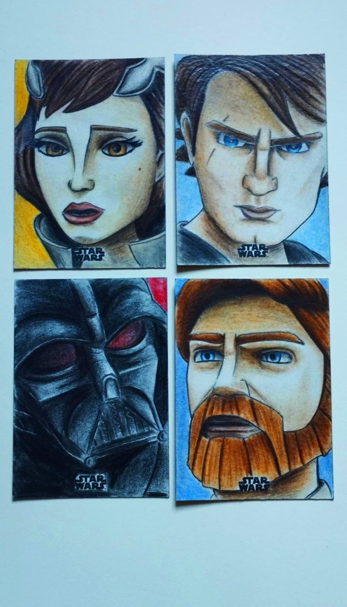 Mathildefrench's tweet image. Thrilled to share my sketch cards for the Topps Star Wars Chrome set! Part 1
It’s always such an honor to be part of the galaxy far, far away!
#StarWars #Topps #theclonewars #Ahsoka #Anakin #ObiWan