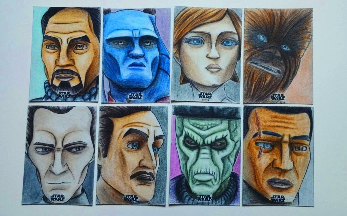 Mathildefrench's tweet image. Part 2 of my sketch cards for the Topps Star Wars Chrome set! 
#StarWars #Topps #theclonewars #Ahsoka #Anakin #ObiWan