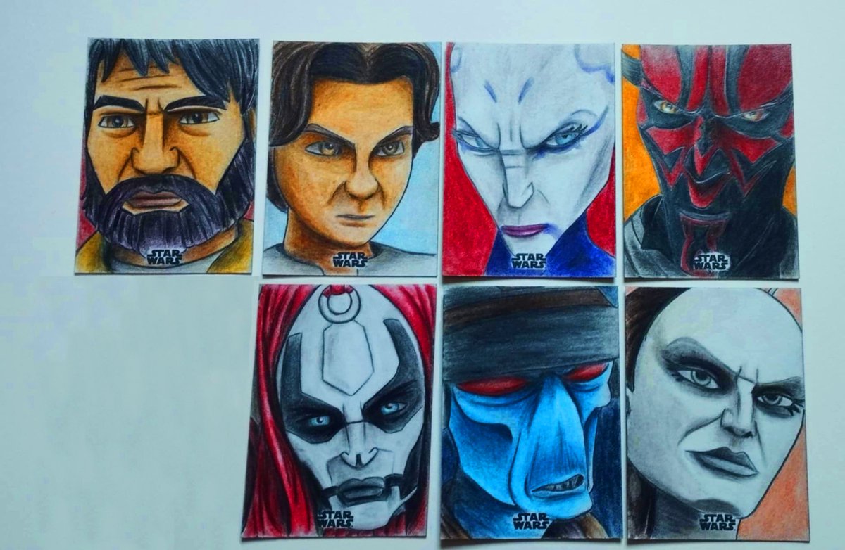 Mathildefrench's tweet image. Part 2 of my sketch cards for the Topps Star Wars Chrome set! 
#StarWars #Topps #theclonewars #Ahsoka #Anakin #ObiWan