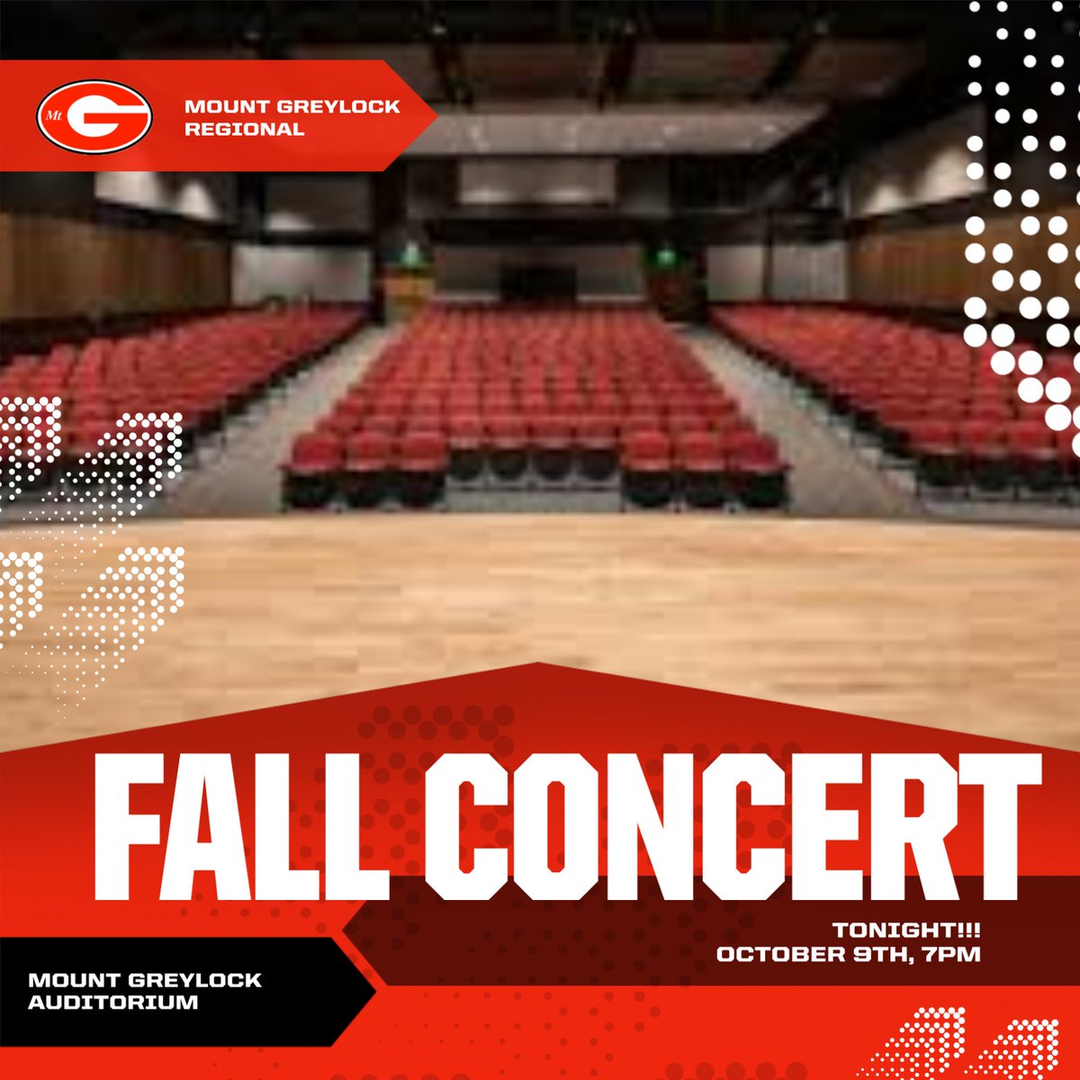 Come support our Band, Orchestra and Choir tonight in the Mount Greylock Auditorium!