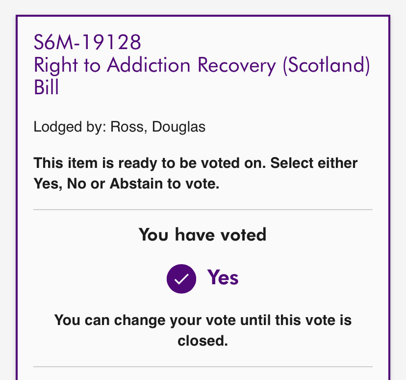MonicaLennon7's tweet image. I voted for the Right to Addiction Recovery (Scotland) Bill today, alongside my Scottish Labour colleagues.
It’s shameful this Bill was voted down, denying MSPs the opportunity to amend and test the Bill at later stages.
Meanwhile our friends and loved ones die. A dark day.