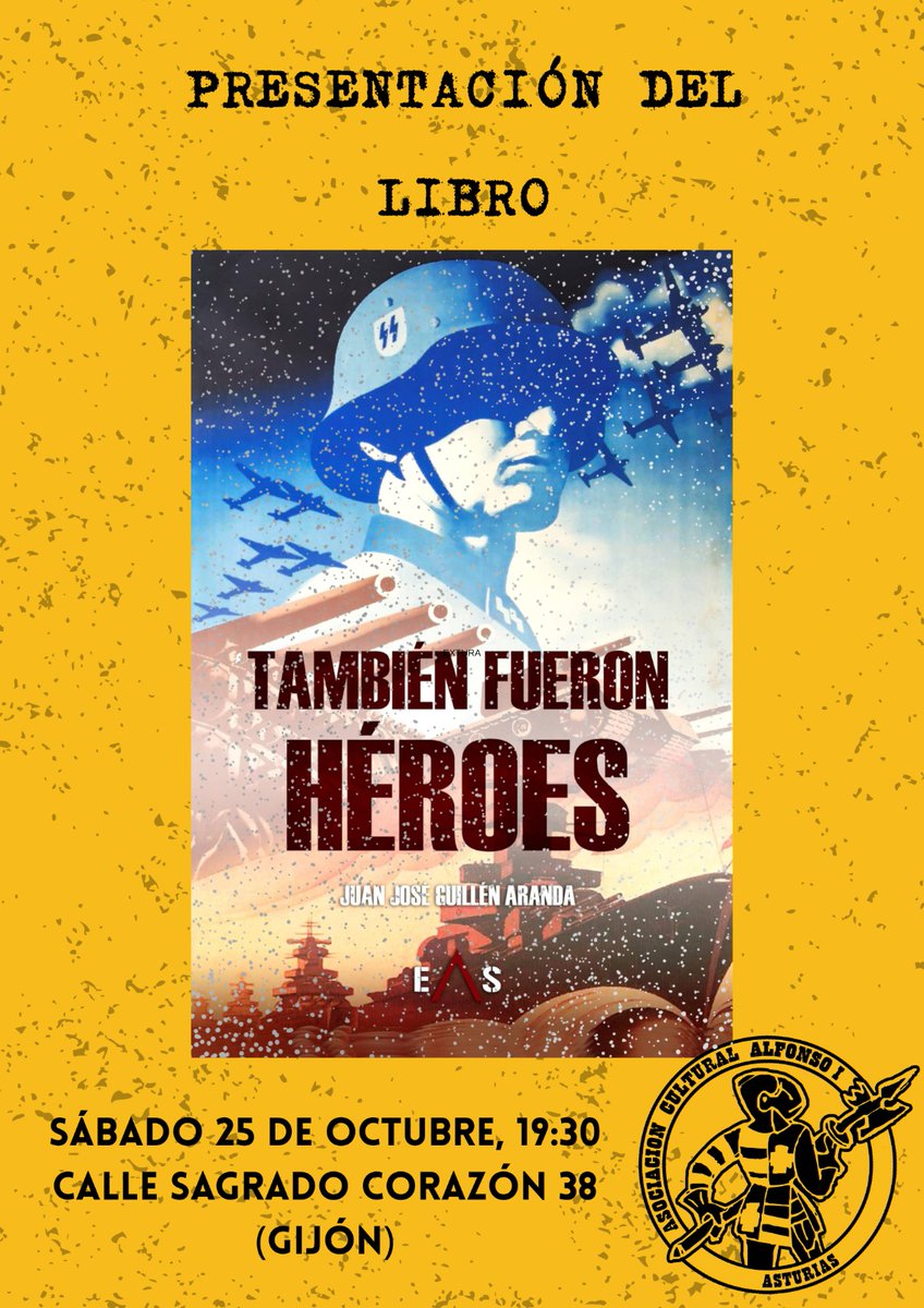 ✅El sábado 25 de Octubre a las 19:30h tendrá lugar la presentación del libro "También fueron Héroes" de Juan José Guillén Aranda.

📍C/Sagrado corazón 38, Centro social Simancas.

🧐¿Te lo vas a perder?