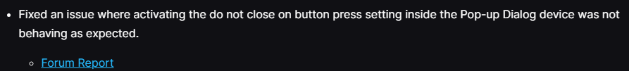 Weekly update on Pop Up Device. So it technically got fixed and if you wanna use it 1.0 style it works fully. If you want to use a verse without using "do not close", it also works. If you wanna use verse with "do not close" it doesn't work. 😭