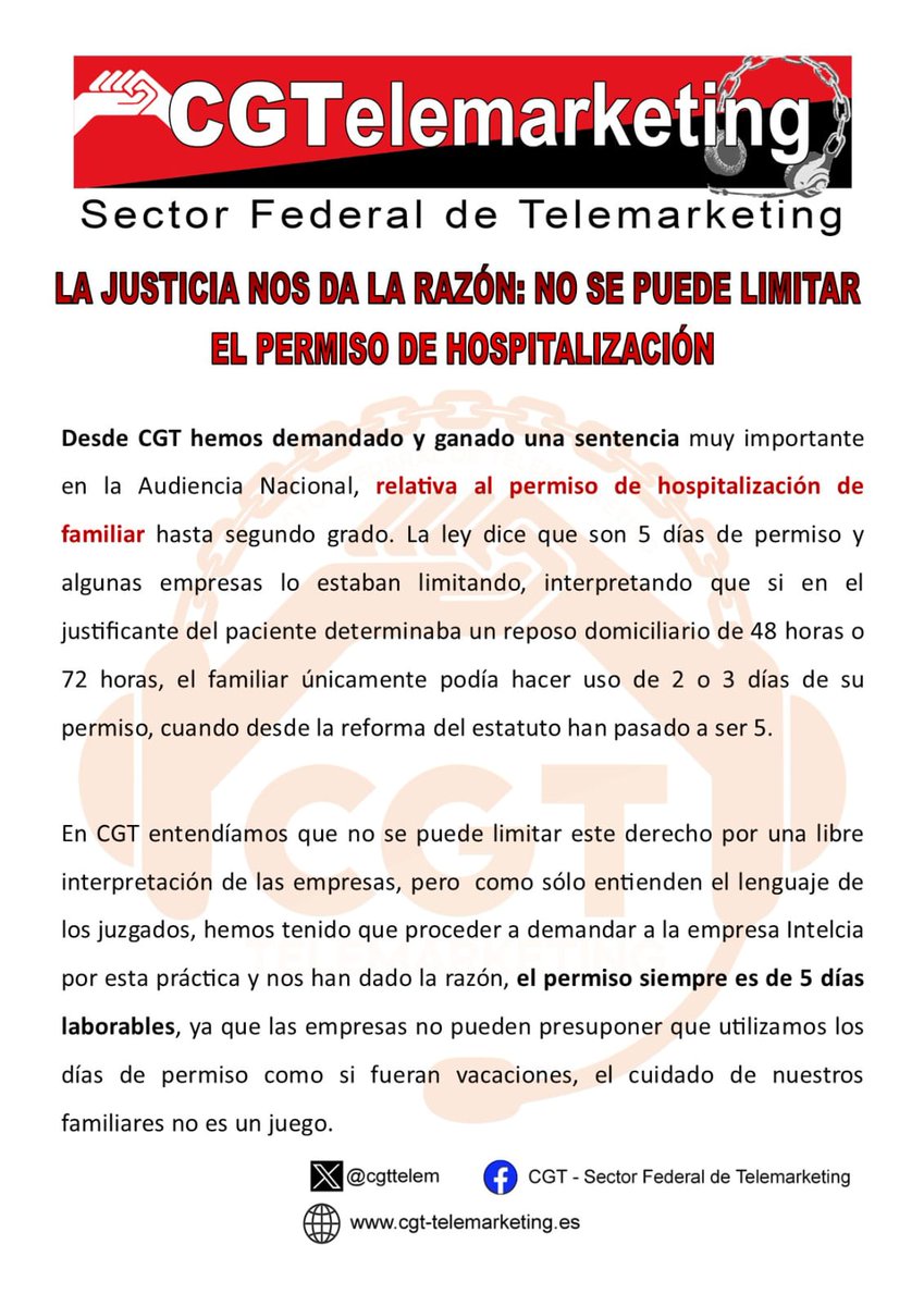 🔴⚫No se puede limitar el permiso de hospitalización.