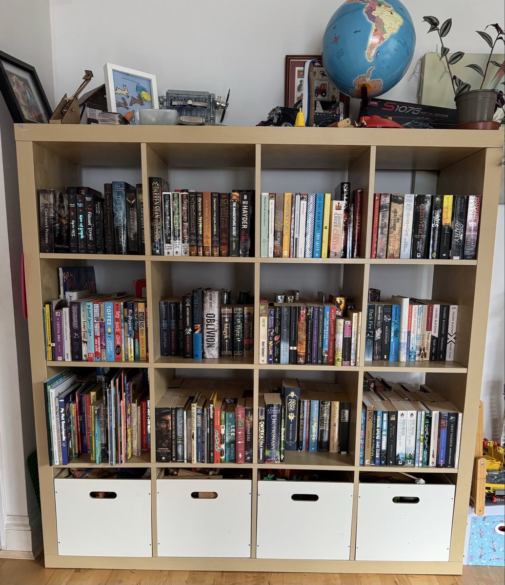 Tombenoly's tweet photo. One of the foster children has made a new library in the house from books we had stored upstairs. There are 450 books here from picture book to young adult, all have been read by children staying with us. Reading to and reading by children is so important
#fostering
#reading https://t.co/DVZsniEnJK