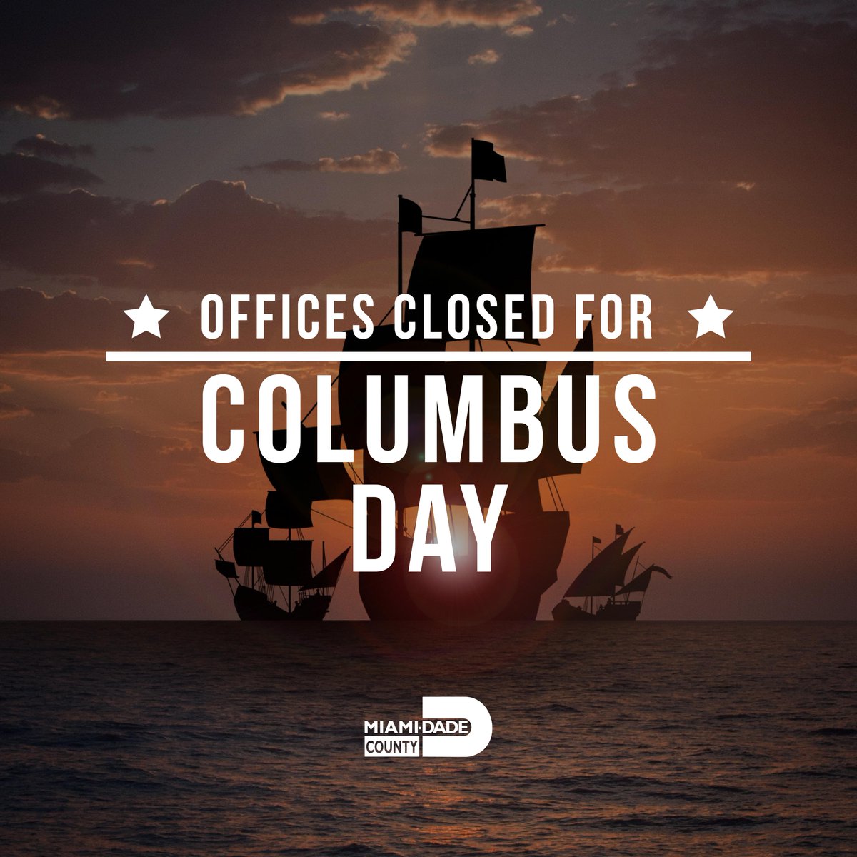 #OurCounty offices, libraries and the pet adoption center will be closed Monday, Oct. 13, in observance of #ColumbusDay, also known as #IndigenousPeoplesDay. Read #OurCounty’s holiday guide for other service updates. miamidade.gov/columbus-day-g…