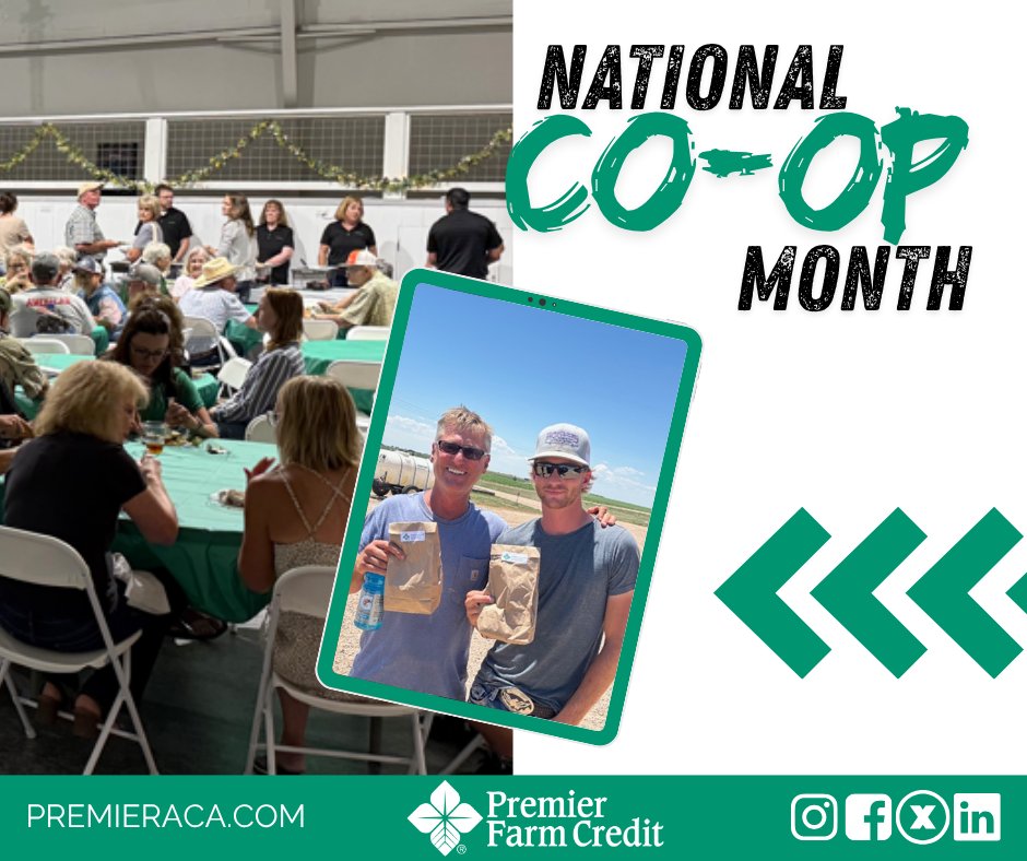 Premieraca's tweet photo. At Premier Farm Credit, our borrowers are more than customers - they're member-owners. As a cooperative, we're built to serve rural communities and agriculture with dependable credit, in good times and bad. #CoopMonth https://t.co/E28UTs9Hnq