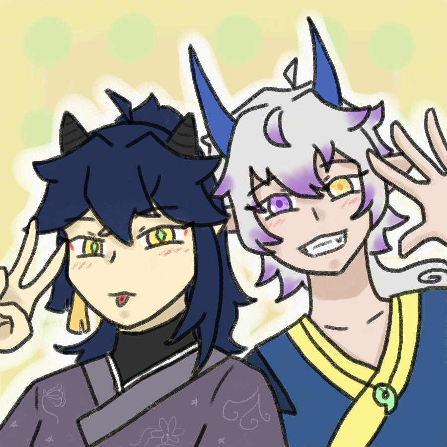 Kyon_Kyuu's tweet photo. Day 9! Outfit and horn swap with @yoonbyeolja hehehe this was fun!
#kyontent #byeoljaillust https://t.co/AZgd5lVWEv