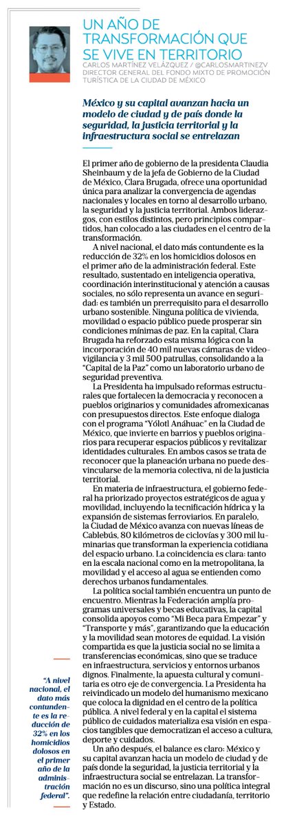 En octubre se cumple el primer año de gobierno de la Presidenta <a href="/Claudiashein/">Claudia Sheinbaum Pardo</a> y de la Jefa de Gobierno <a href="/ClaraBrugadaM/">Clara Brugada Molina</a> cada una ha planteado su forma de gobernar con políticas que son complementarias. Aquí escribo un recuento de algunas de ellas heraldodemexico.com.mx/opinion/2025/1…