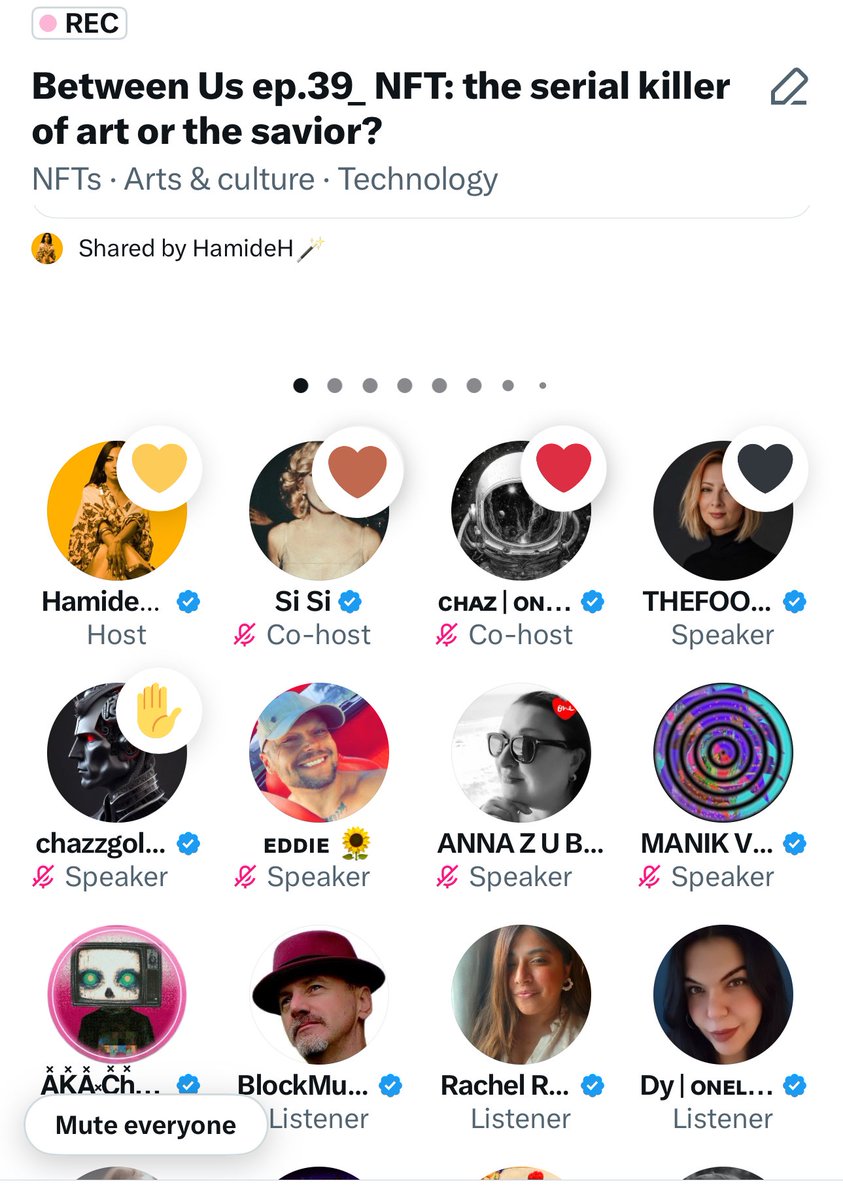 hamidehhos's tweet image. It's always a privilege being with u &amp;amp; learning 🪄

Thank u 💛
@blockmuse
@Christine_Clue
@Chazwesley99 
@AnnaLZubarev 
@CorinaObertas 
@EddieLee21_ 
@akachambo 
@chazz_gold 
&amp;amp;
....
Everyone 🔥

#BetweenUs 
@BetusOG