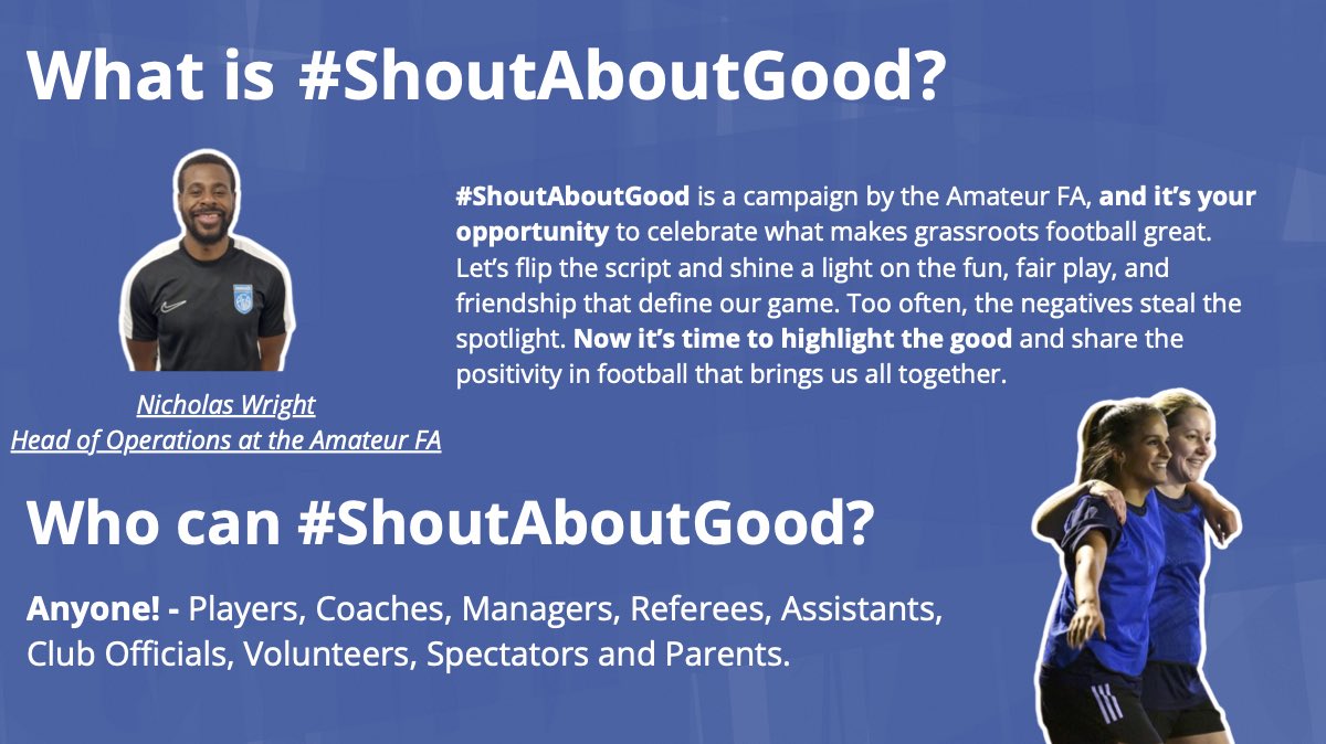 Get behind the new <a href="/AmateurFA/">Amateur FA ⚽️</a> campaign 

#ShoutAboutGood