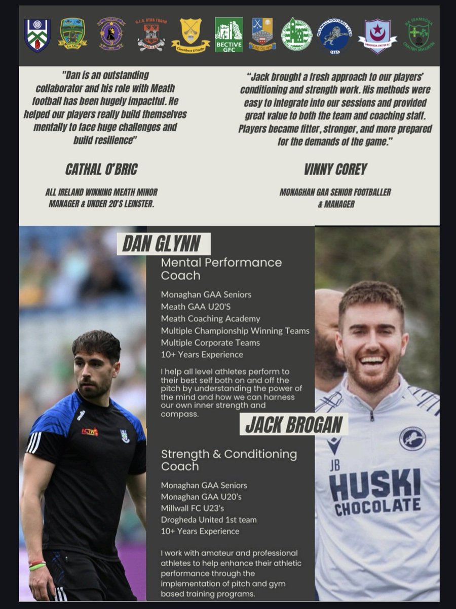 Folks, check out Inside-Out High Performance (on Instagram). Both lads have years of experience in S&amp;C and Mental skills training across LOI, English Championship, GAA Senior / U20 / Inter-County &amp; Club sides, and could add real value to your team. (Retweets Appreciated)