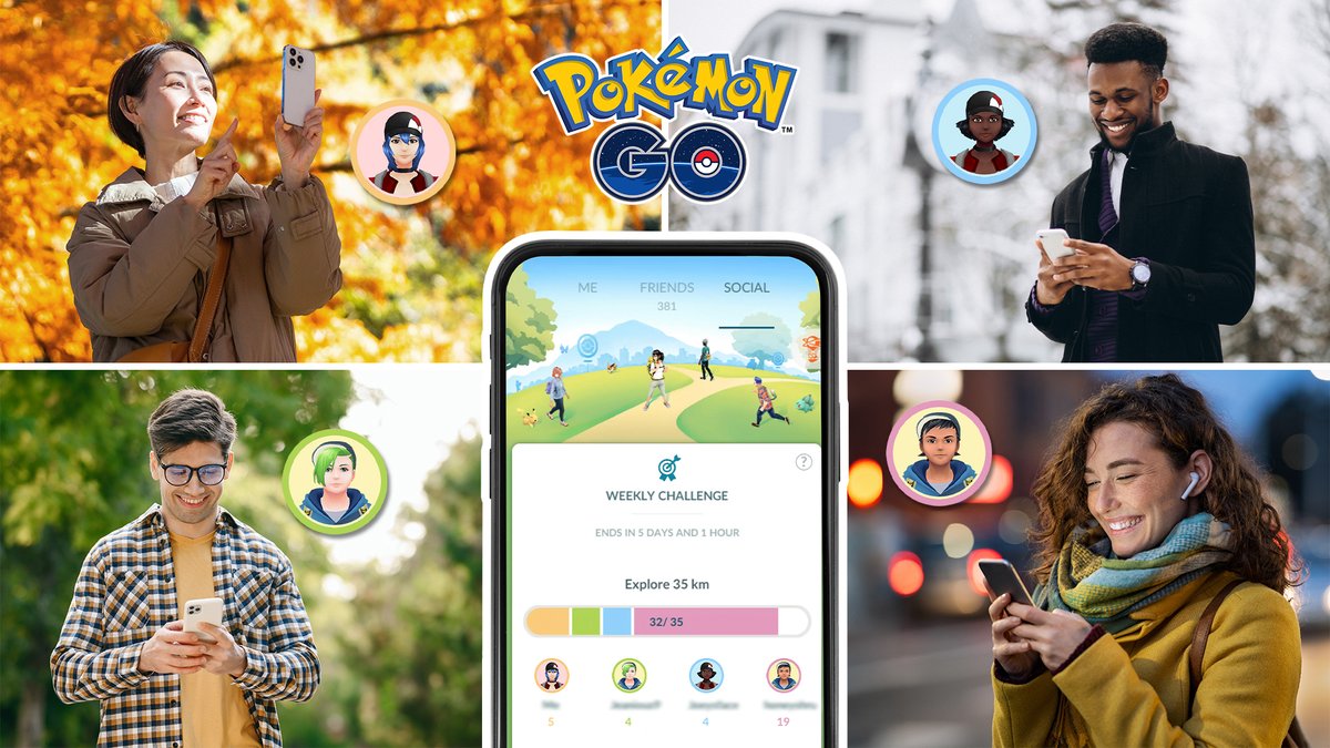 PokemonGoApp's tweet image. The new Weekly Challenges feature arrives in Pokémon GO! 

Band together with up to three fellow Trainers to earn rewards.

pokemongo.com/news/pgo-weekl…