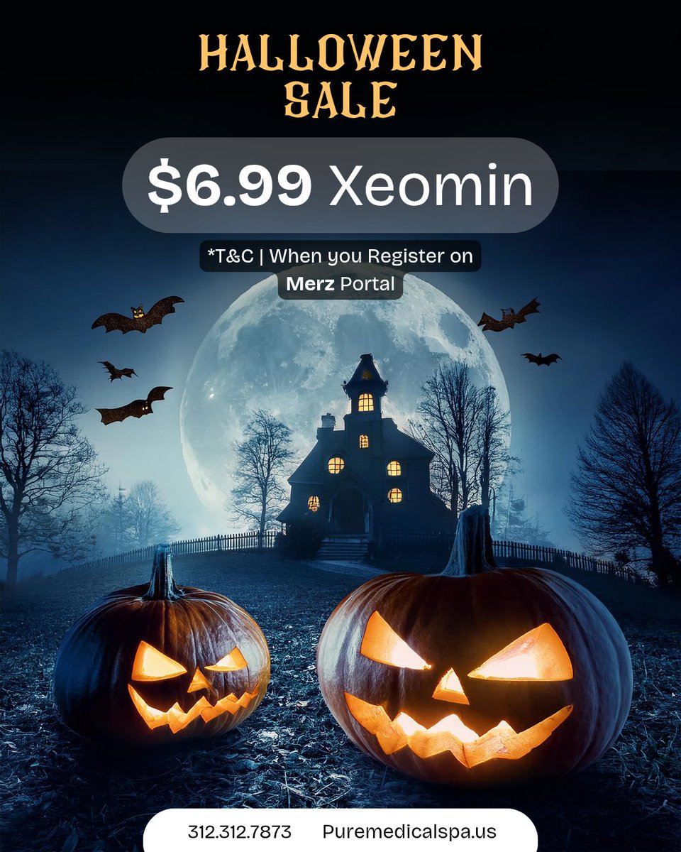 PureMedicalSpa1's tweet image. 🎃 Chicago — no tricks, just treats! 💉
Get Xeomin for $6.99/unit when you join the Merz Portal 🔐

Smooth lines ✨ Fresh glow 💫 Spooky-season ready 😍

📅 Book now: puremedicalspa.us
#BooTox #XeominChicago #PUREGlow