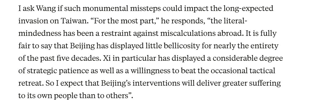 The Chinese engineer mindset has driven breakneck growth but also produced the brutality of the one-child policy and Zero-Covid. Could it also lead to miscalculations regarding Taiwan? <a href="/danwang/">Dan (parody)</a> argues that such miscalculations are unlikely: