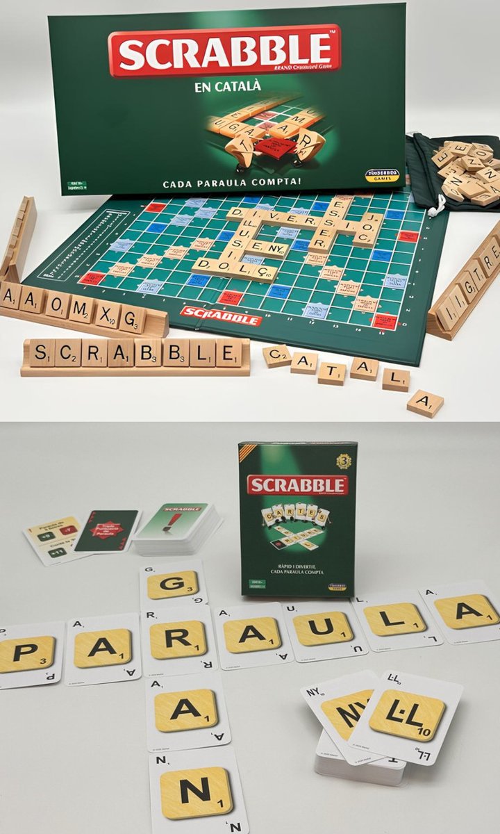 Després de molt de temps de no tenir cap edició del #scrabbleencatalà disponible a les botigues, s'ha tornat a editar de la mà de Tinderbox Games!

També s'han editat les cartes de Scrabble per primera vegada en català!

Ja comencen a estar disponibles en algunes botigues!
