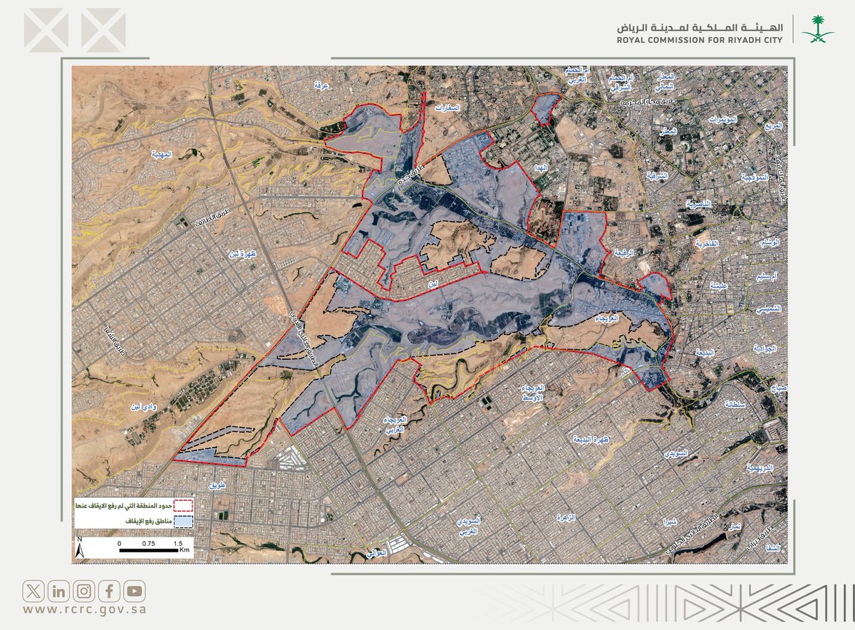emara_alriyadh's tweet image. الهيئة الملكية لمدينة الرياض تعلن رفع الإيقاف عن أراضٍ واقعة في غرب مدينة #الرياض، بمساحة إجمالية تبلغ 33.24كم².