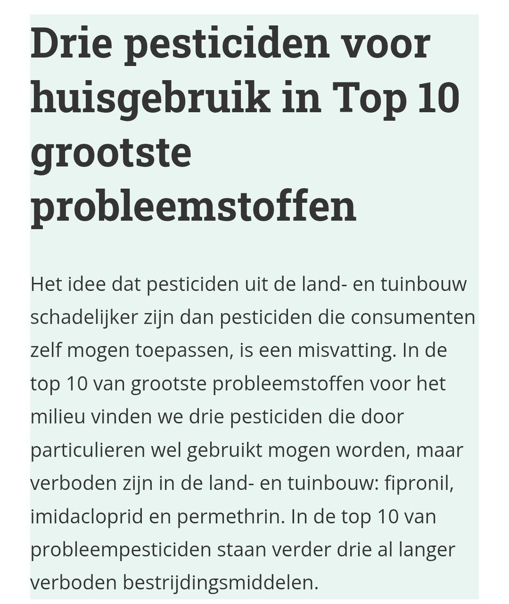 Fipronil. Kent u het nog. In de landbouw al lang verboden. Maar de consument mag het gewoon gebruiken. Evenals het zogenoemde bijengif imidacloprid.