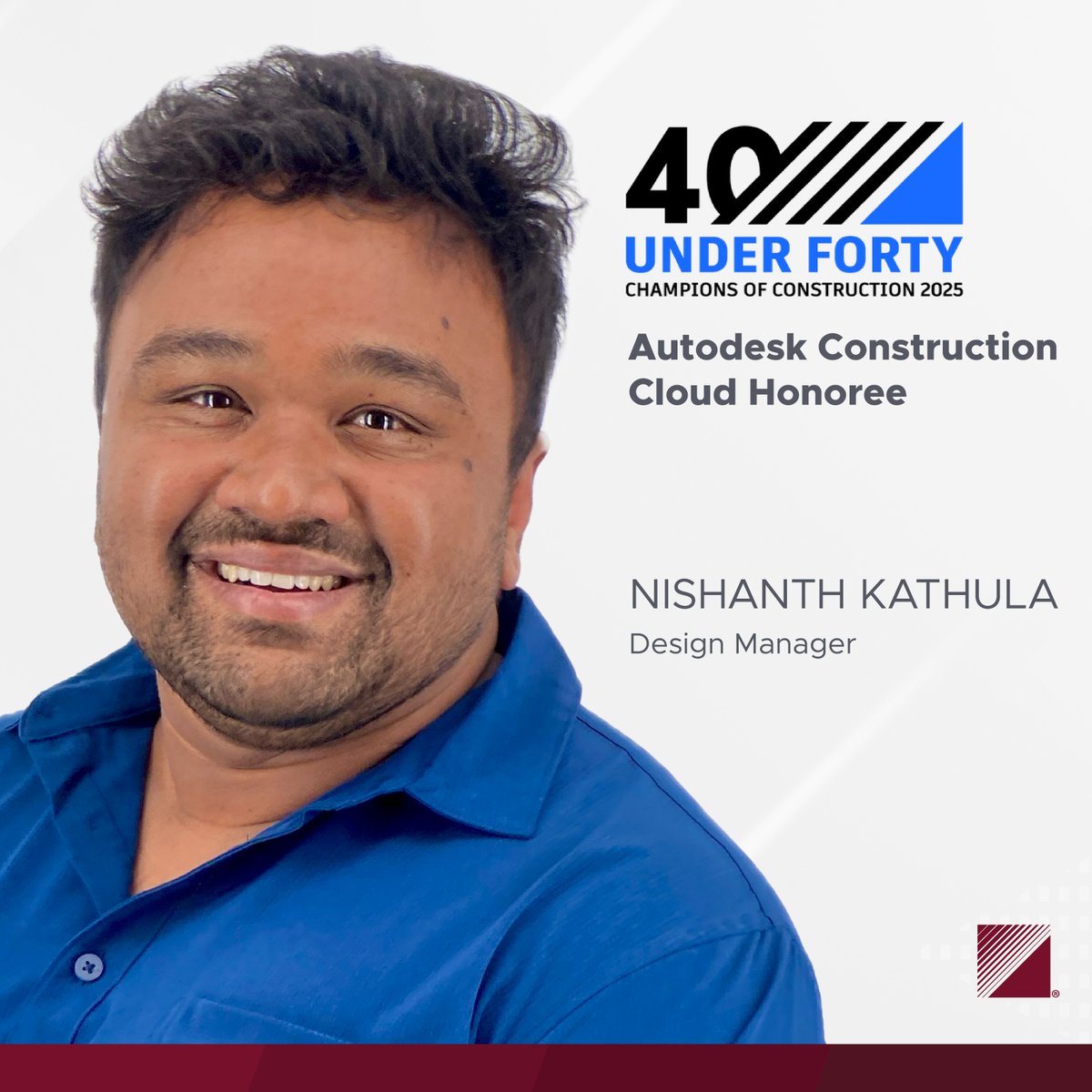Congratulations to design manager Nish Kathula for being named one of the 40 Under 40 Champions of Construction by Autodesk Construction Cloud! 🏆 Explore the full list of this year’s #ConstructionChampions here: autodesk.com/blogs/construc… 

#PCIProud #40Under40 #BIM #CAD