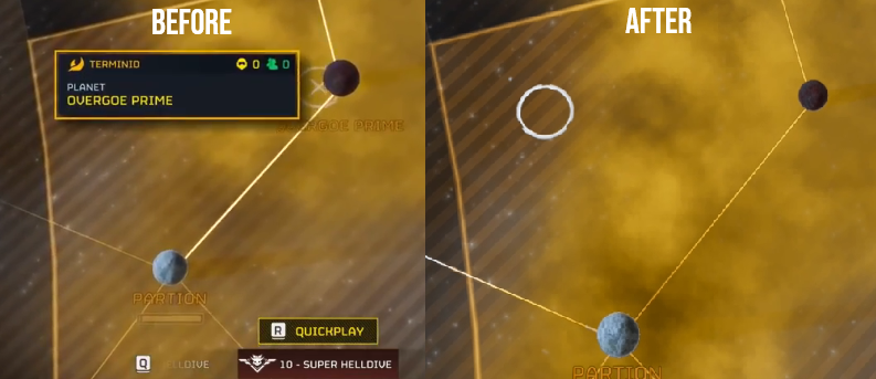#Helldivers2  / #Helldivers  / #propagandacommander

Before &amp; After Gloom Changes Today. Partion &amp; Overgoe Prime are completely covered.

Dev News: youtube.com/watch?v=rtBdEN…