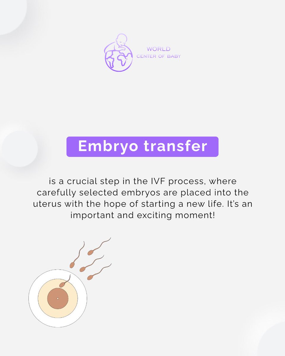 worldcenterbaby's tweet image. #embryotransfer is a crucial step in the #IVF journey. It’s a simple, painless procedure where selected embryos are placed in the uterus, bringing you closer to #parenthood. 💕 The wait for #pregnancy confirmation can be tough, but you’re one step closer to your #dreams! ✨