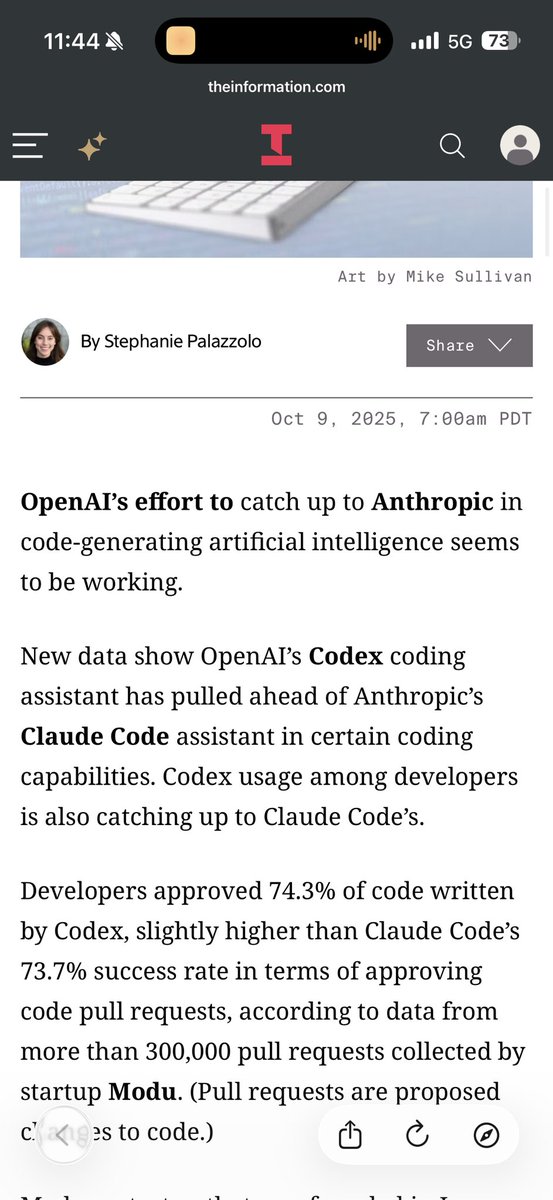 brextonpham's tweet image. Still a WIP before we release our real world use coding agent benchmarks broadly but notable things from the past few weeks:
1. Flippening starting to happen with OAI Codex and Claude Code since gpt5-codex released
2. Sonnet 4.5 plus major releases like new…
