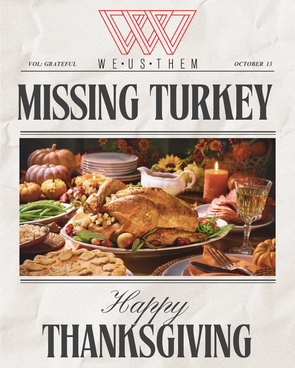 weustheminc's tweet image. The turkey took the day off we’re following its lead, office closed today, gratitude wide open. Happy Thanksgiving from WeUsThem! #GobbleGobble #Autumn #Thankful