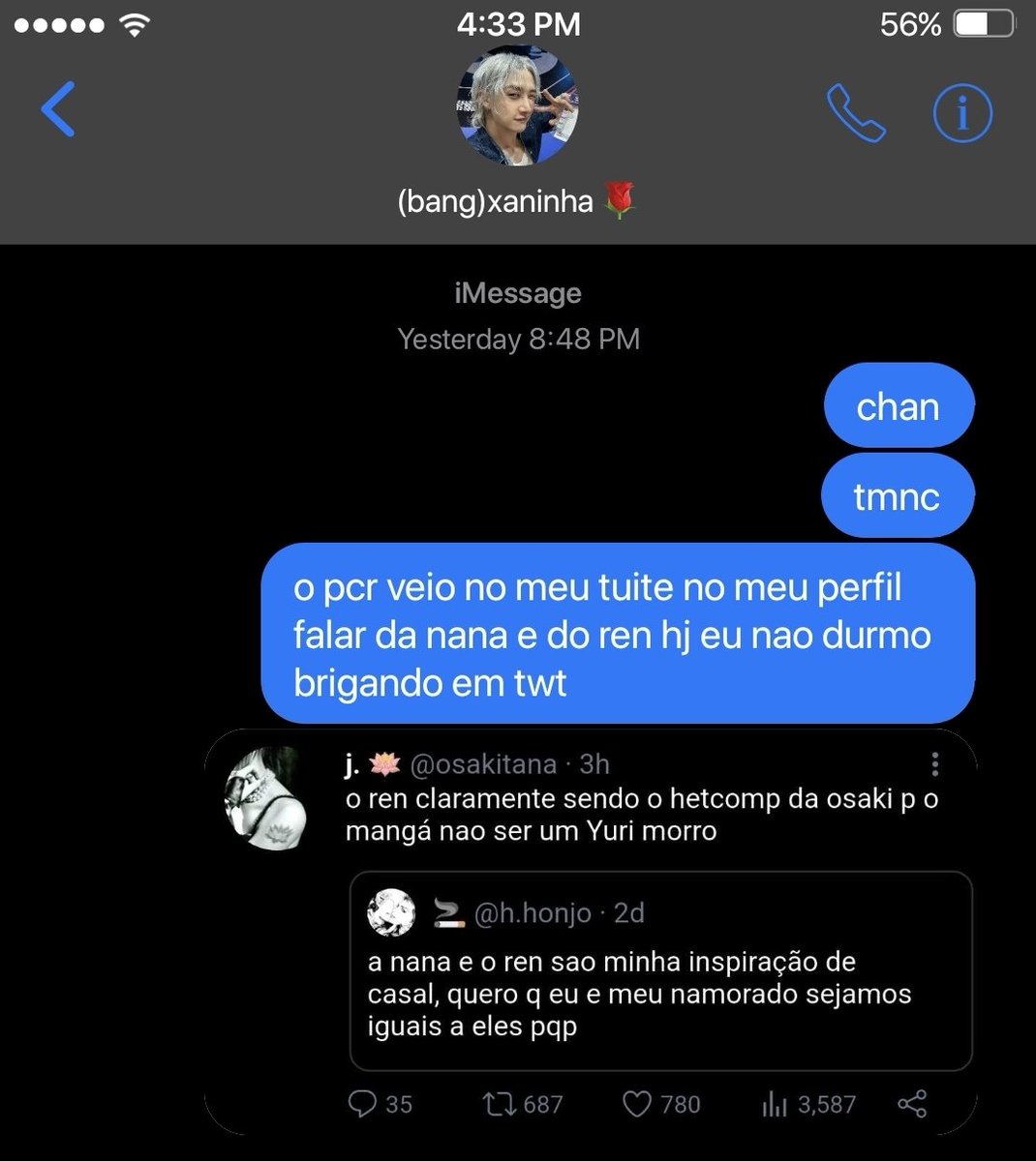 mini au | #hyunsung 🥀

onde hyunjin e jisung namoram, mas, por ironia do destino, ambos começam a brigar no twitter pelos seus shipps favoritos do anime NANA sem saber que estão falando um com o outro.