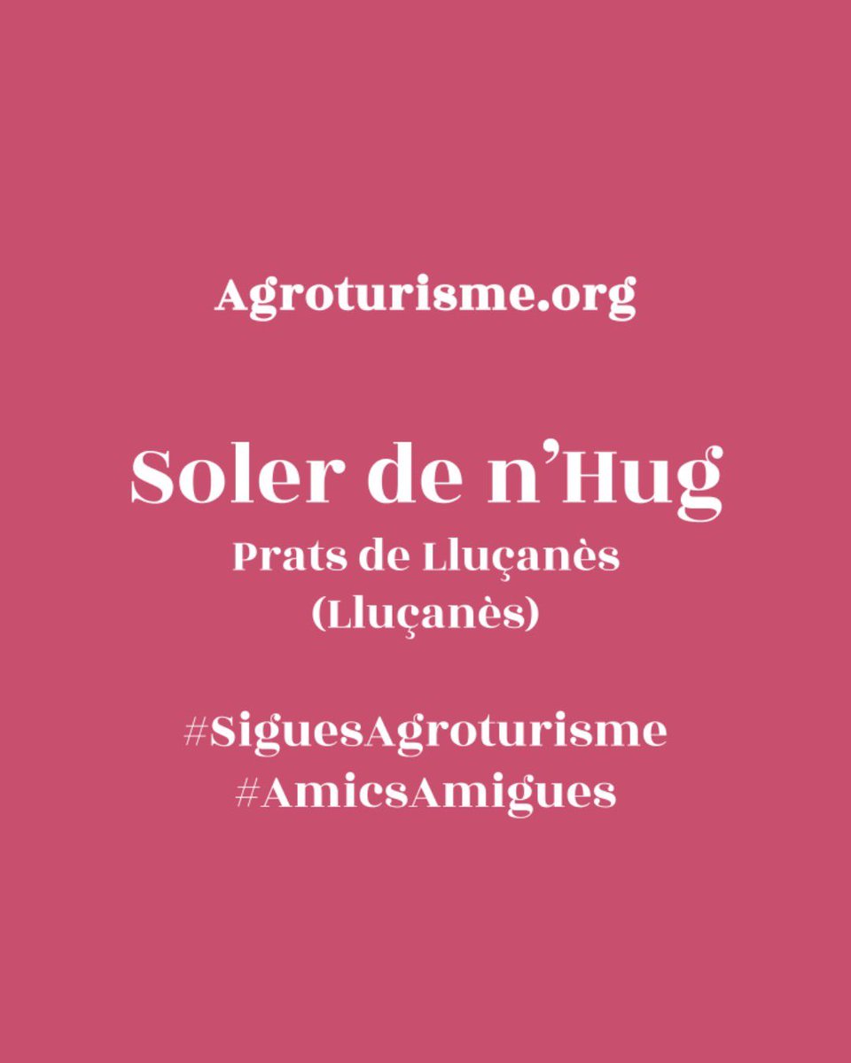 El Soler de n’Hug és una granja familiar de Prats de Lluçanès, que us proposa una experiència agroturística per mostrar-vos com cuiden els animals i el camp, amb un tast final de productes 🌾🧑‍🌾

agroturisme.org/experiencies/c…

Si sou #AmicsAmigues, gaudireu d’un 10% de descompte! 🙌😘