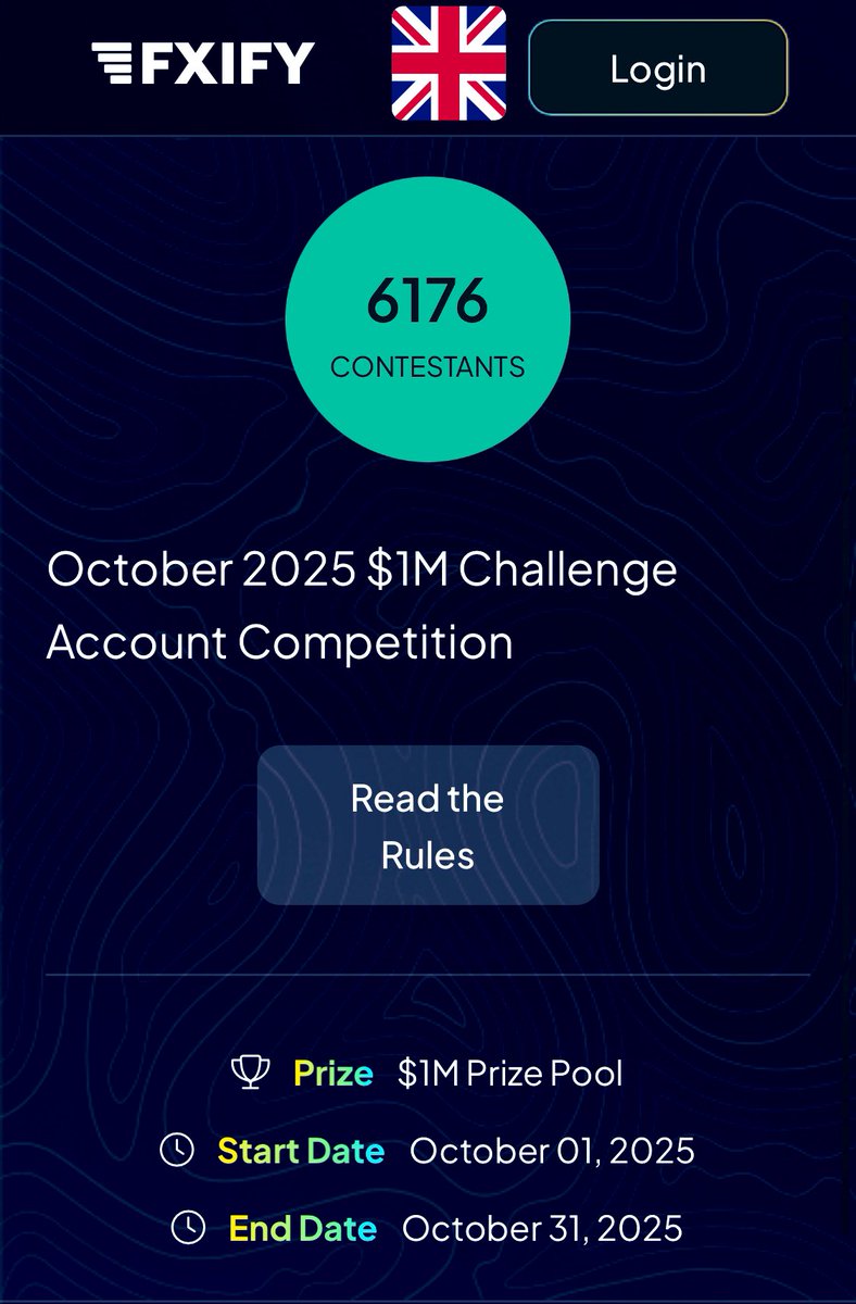 OunceFx's tweet photo. $1M Prize Pool
Trading Competition
Oct 1st - Oct 31st 2025
Top Rank - #218
Win Rate - %๐ฏ
#OunceFx #DailyBread #OctoberCompetition #FXIFY #aespaRichMan #FlyEaglesFlyย #ICTConcept #TradingStrategy https://t.co/i5KqsoMs5d