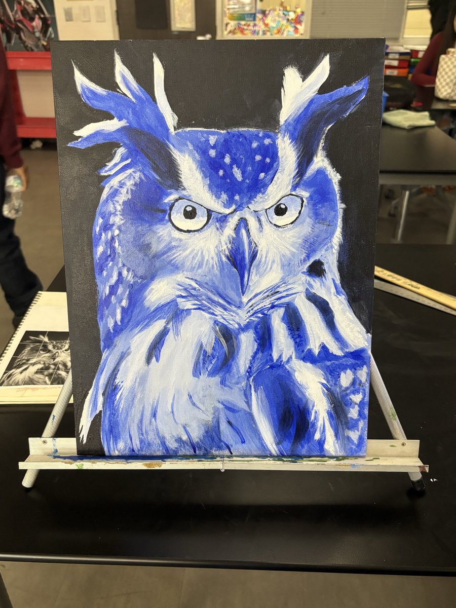 Jr took a quick picture of his painting from art class. He says it’s ass😭