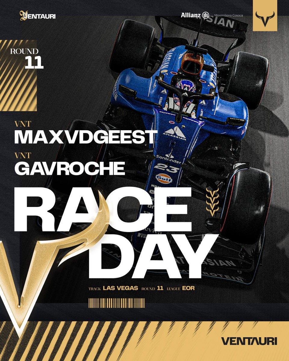 R11 takes us to Las Vegas 🇺🇸

<a href="/MaxvdGeest/">Max van der Geest</a> x <a href="/VNT_Gavroche/">Pierre Charpentier</a> 

Looking to close the gap to the teams ahead tonight 👀

On track in 30 MINS 🔜

#VentauriVNT 💛