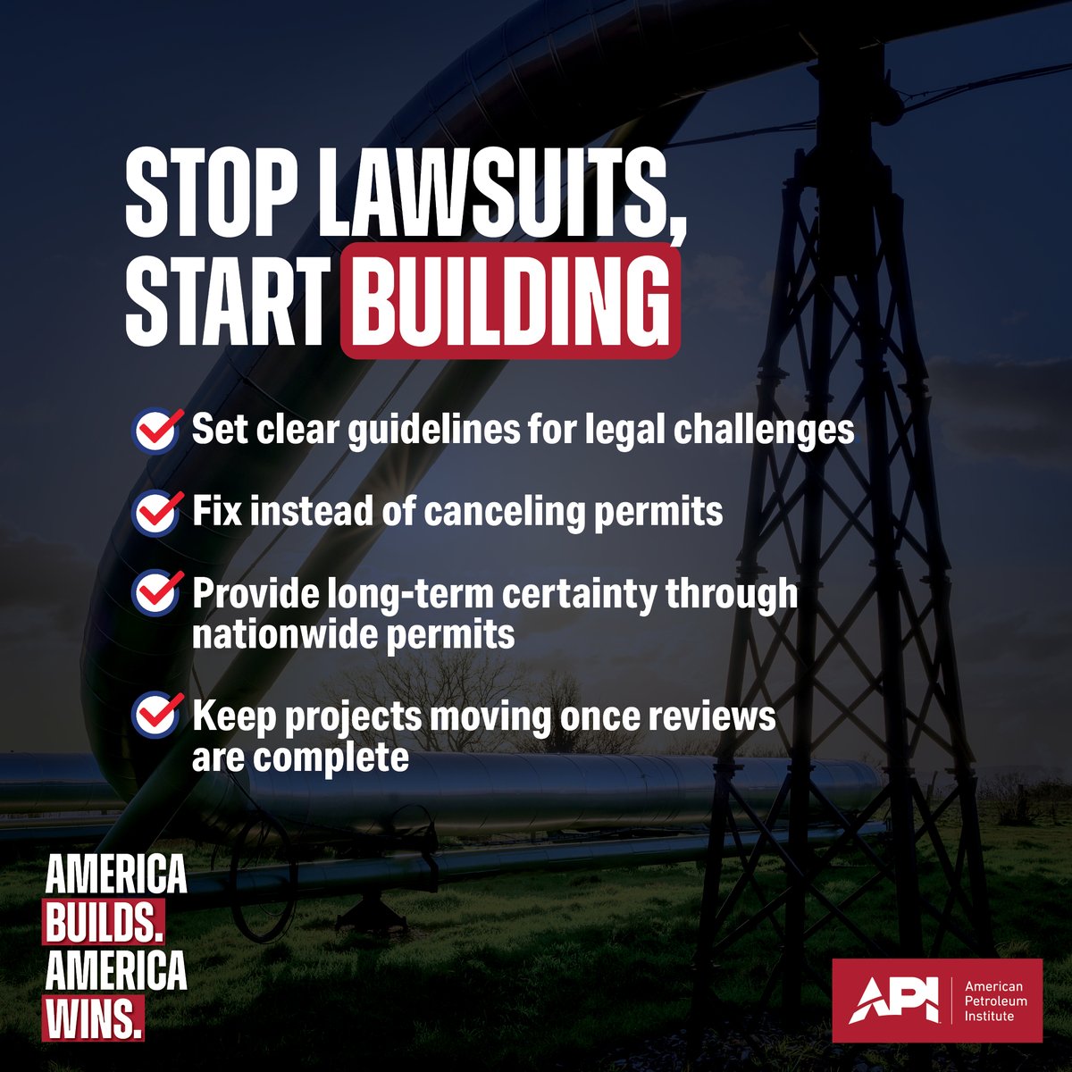 APIenergy's tweet image. Permitting should serve consumers, not lawyers. Once reviews end, builders need certainty—not lawsuits.
 
permittingreformnow.org