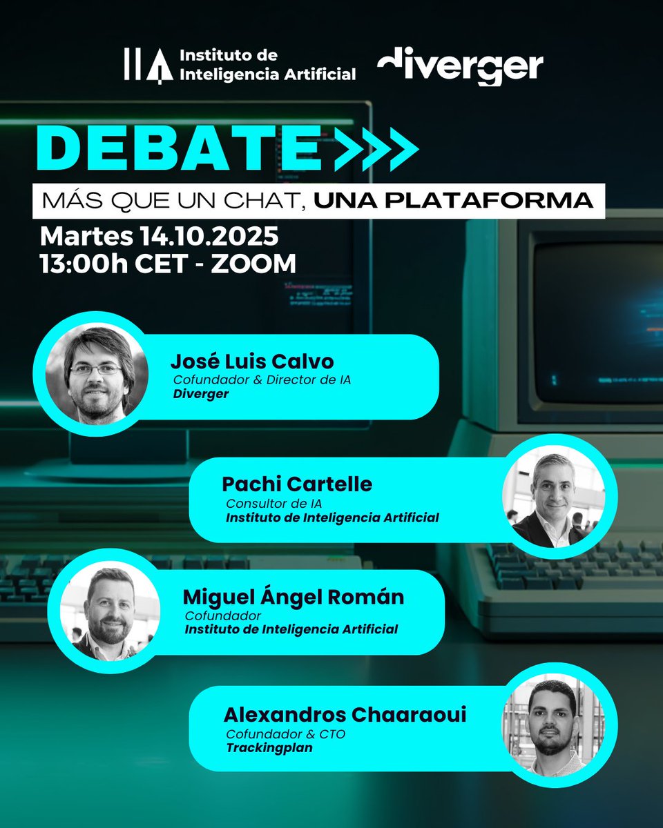 iia_es's tweet photo. 🔴 Con el anuncio de @OpenAI en su #DevDay2025, ChatGPT deja de ser solo un asistente para convertirse en una plataforma donde las aplicaciones se integran directamente en la conversación.
¿Cómo influye esto en el rol del desarrollador?
Lo debatiremos el 14/10 a las 13h 👇🏻 https://t.co/QPPDqpwrmv