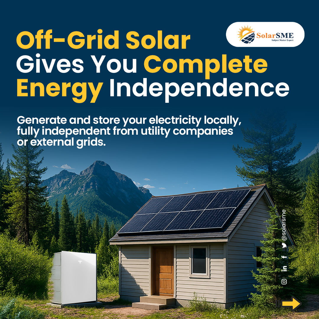 Solarsmeinc's tweet image. Choosing between on-grid and off-grid solar depends on your energy needs. Explore major factors to decide which system fits your lifestyle and maximizes savings.
Learn More: solarsme.com/on-grid-vs-off…
#OnGridSolar #OffGridSolar #SolarEnergy #HomeSolar