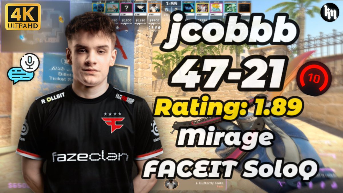 jcobbb (47-21) SoloQ Rating: 1.89 (mirage) | FACEIT Ranked | Oct 9, 2025... youtu.be/BIlhSaPTxyc?si…