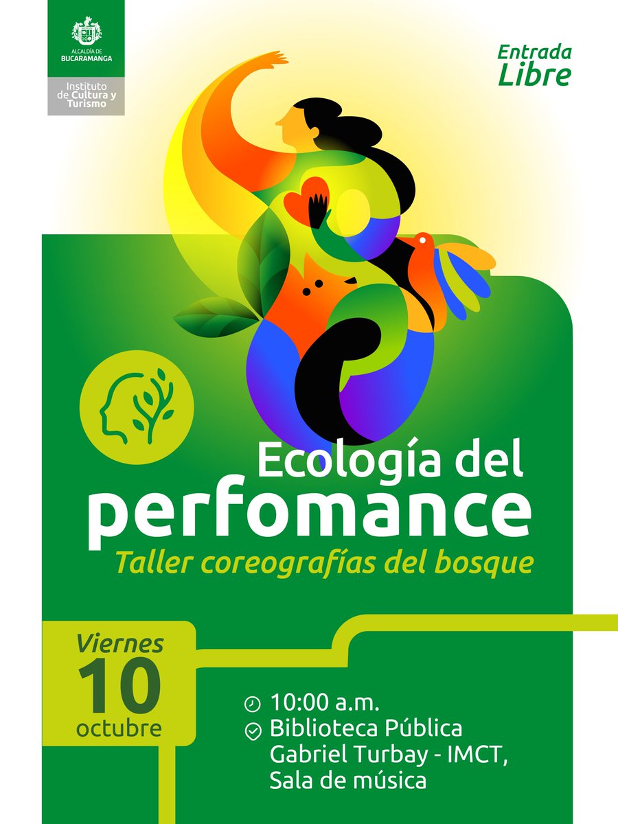 👉🏽 Ecología del performance, taller coreografías del bosque. 🤩👌🏽
Este viernes, 10 de octubre, a partir de las 10:00 a.m. en la sala de música, quinto piso del IMCT. ¡Los esperamos! 🗓️📚