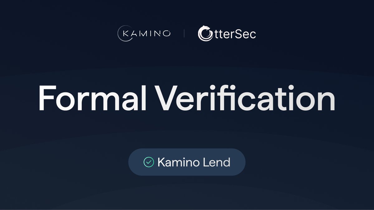 kamino's tweet image. 1/ Excited to announce that Kamino Lend has been formally verified by @osec_io — bringing our total formal verifications to 4

This further establishes Kamino as the gold standard for safety and security in @solana DeFi

Open source. 18x audits. 4x formal verifications.