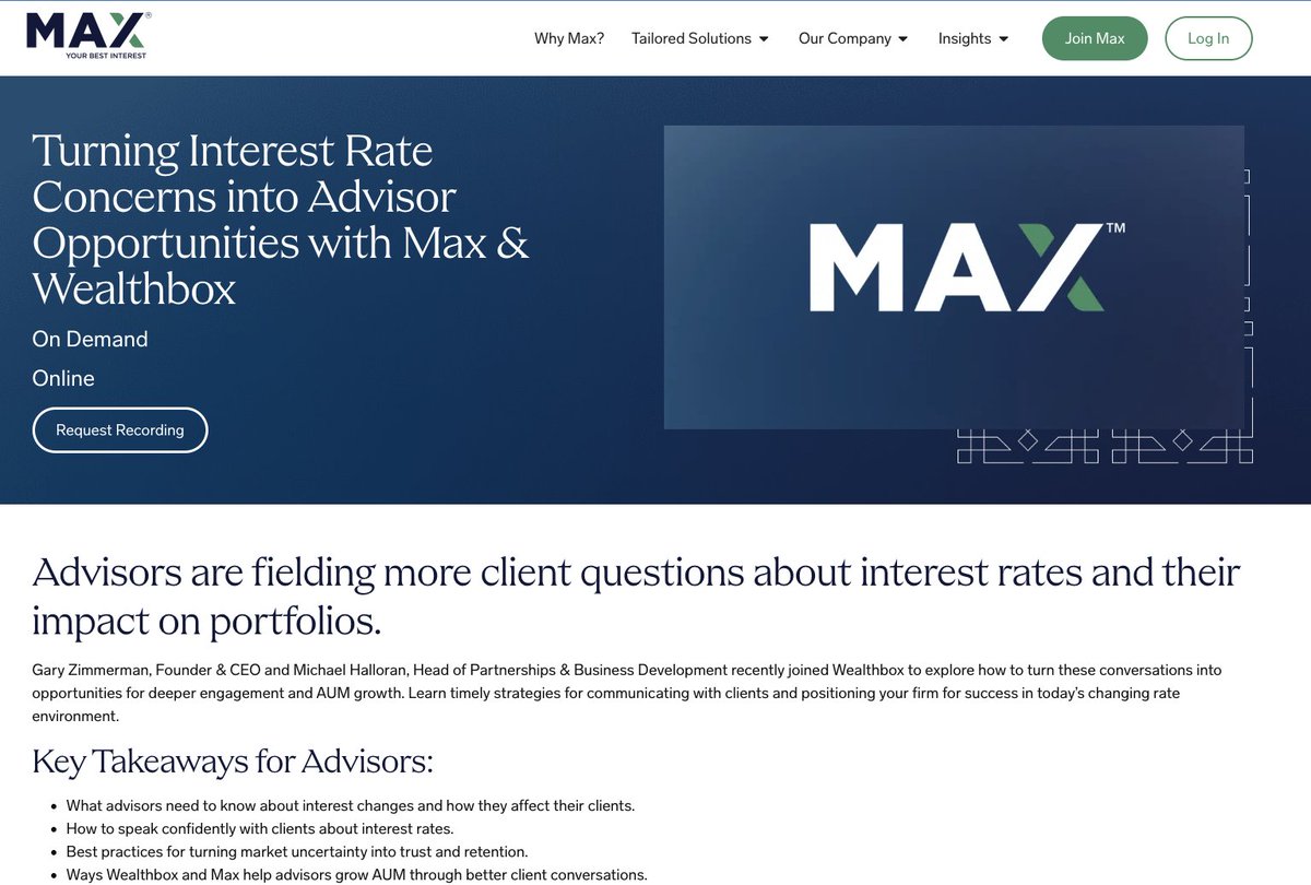 maxmyinterest's tweet image. Advisors: Clients asking about interest rates?

We recently joined @Wealthbox to discuss Turning Interest Rate Concerns into Advisor Opportunities.

You can view the replay here: bit.ly/Max_Wealthbox_…

 #FinancialAdvisors #WealthManagement #CashManagement #RIA