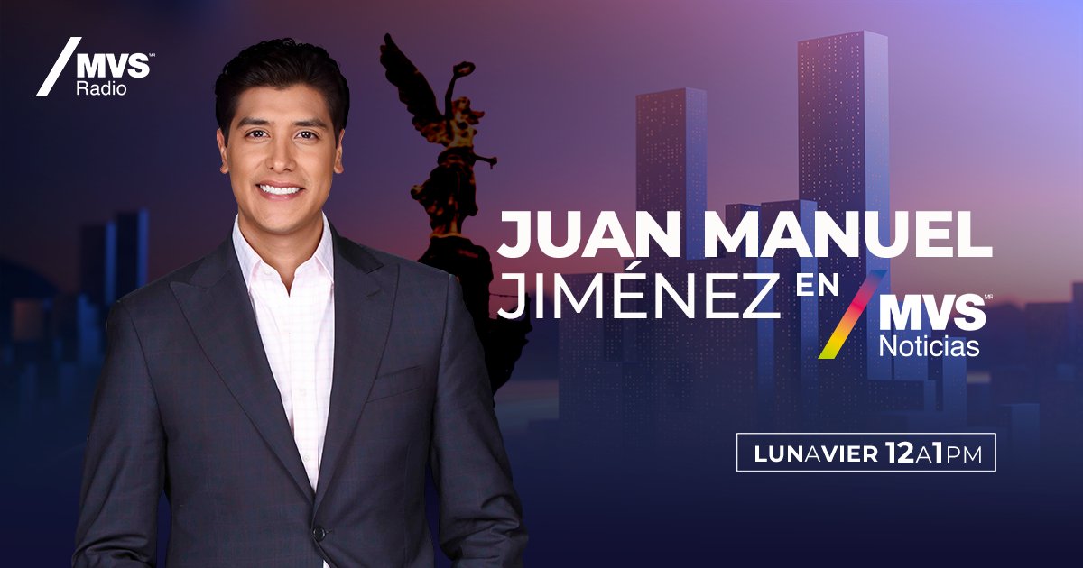 MVSNoticias's tweet image. ¡Ya comenzó! 🥳 Escucha a @juanmapregunta 👨🏼‍💻 con toda la información a través de mvsnoticias.com 💻 o sintoniza el 102.5 FM de tu radio 📻

¡Bienvenidos! 👏🏼