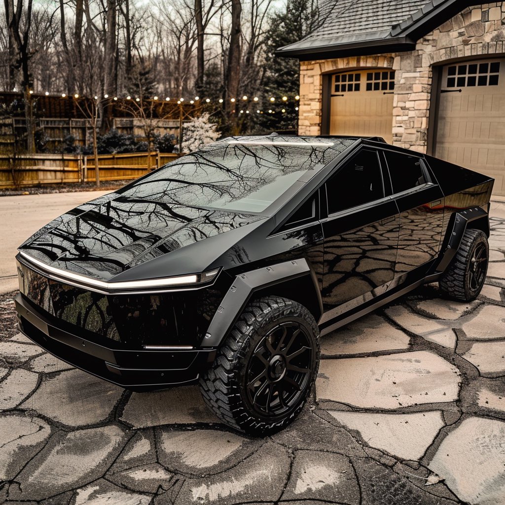 teslacarsonly's tweet image. Black Cybertruck is elegant and powerful.