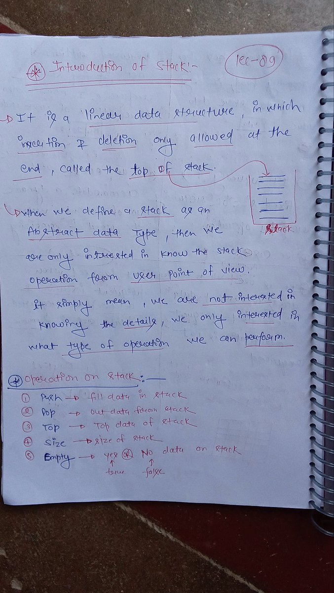 programmersatya's tweet image. 💡 Day 3/100 – #100DaysOfDSA
📚 Concept: Introduction of Stack
I haven't been able to post for a few days, so I'm posting today.
I am learning DSA in C++ from CoderArmy youtube channel 💜 with @rohit_negi9 brother 🔥
Let’s connect 🚀
#CodingChallenge #DSA #100DaysOfDSA