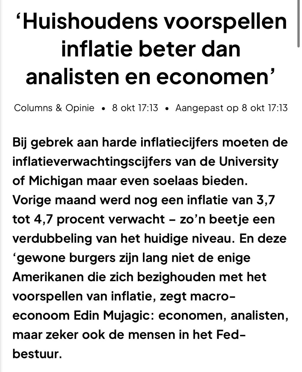 ‘Huishoudens voorspellen inflatie beter dan analisten en economen’, volgens volkseconoom <a href="/edinmujagic/">edin mujagic</a>

Economen: “Inflatie zit tussen de oren.”