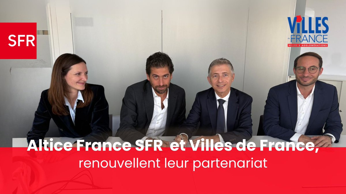 Altice France #SFR renouvelle son partenariat avec <a href="/VillesdeFrance/">Villes de France</a> . Un engagement pour une connectivité performante, inclusive et pour accompagner les villes de taille intermédiaire dans leur transformation numérique, au service de l’attractivité territoriale.